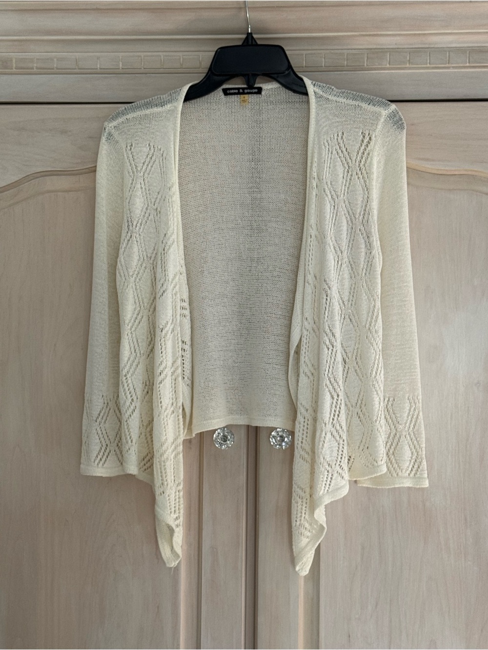 Cable & Gauge Lightweight Cream Open-Front Knit Cardigan